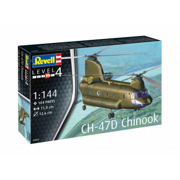 KIT PARA MONTAR REVELL HELICÓPTERO CH-47D CHINOOK 1/144 104 PEÇAS REV 03825